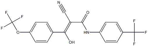 2-Cyano-3-hydroxy-3-[4-trifluoromethoxyphenyl]-N-[4-trifluoromethylphenyl]acrylamide Struktur