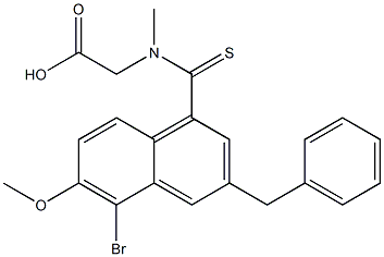 [N-[(3-Benzyl-5-bromo-6-methoxy-1-naphthalenyl)thiocarbonyl]-N-methylamino]acetic acid Struktur