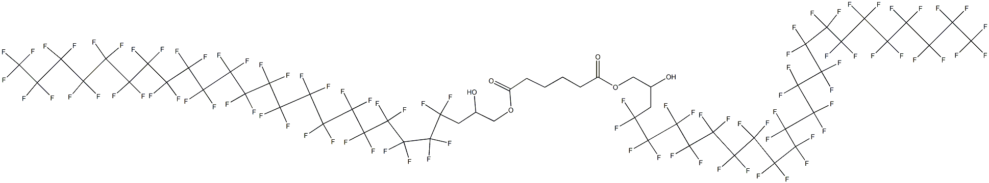 Adipic acid bis(4,4,5,5,6,6,7,7,8,8,9,9,10,10,11,11,12,12,13,13,14,14,15,15,16,16,17,17,18,18,19,19,20,20,21,21,22,22,23,23,24,24,25,25,25-pentatetracontafluoro-2-hydroxypentacosyl) ester Struktur