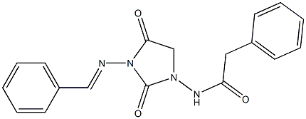 N-(3-(Benzylideneamino)-2,4-dioxoimidazolidin-1-yl)benzeneacetamide Struktur