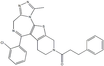 1-Methyl-6-(2-chlorophenyl)-9-[3-phenylpropionyl]-7,8,9,10-tetrahydro-4H-pyrido[4',3':4,5]thieno[3,2-f][1,2,4]triazolo[4,3-a][1,4]diazepine Struktur