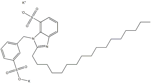 1-[3-(Potassiooxysulfonyl)benzyl]-2-heptadecyl-1H-benzimidazole-7-sulfonic acid potassium salt Struktur