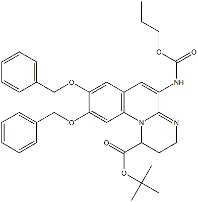 5-(Propyloxycarbonyl)amino-2,3-dihydro-8,9-bis(benzyloxy)-1H-pyrimido[1,2-a]quinoline-1-carboxylic acid tert-butyl ester Struktur