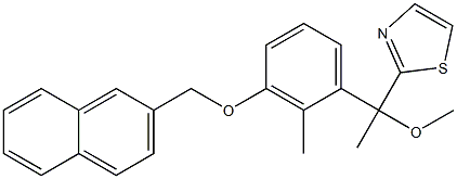 2-[1-Methoxy-1-[2-methyl-3-[(2-naphthalenyl)methoxy]phenyl]ethyl]thiazole Struktur