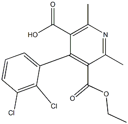 4-(2,3-Dichlorophenyl)-2,6-dimethyl-3-ethoxycarbonyl-5-pyridinecarboxylic acid Struktur