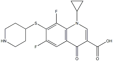 7-(Piperidin-4-yl)thio-1-cyclopropyl-6,8-difluoro-1,4-dihydro-4-oxoquinoline-3-carboxylic acid Struktur