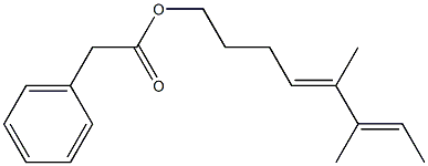 Phenylacetic acid 5,6-dimethyl-4,6-octadienyl ester Struktur