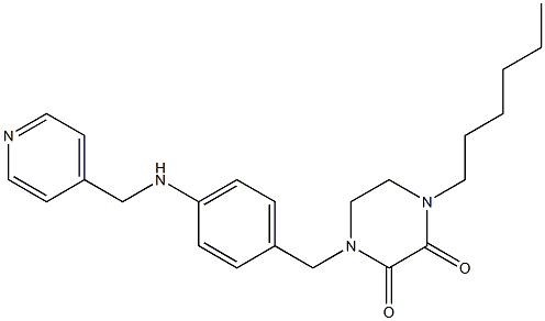 1-Hexyl-4-[4-[(4-pyridinylmethyl)amino]benzyl]-2,3-piperazinedione Struktur