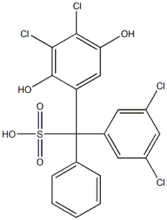 (3,5-Dichlorophenyl)(3,4-dichloro-2,5-dihydroxyphenyl)phenylmethanesulfonic acid Struktur