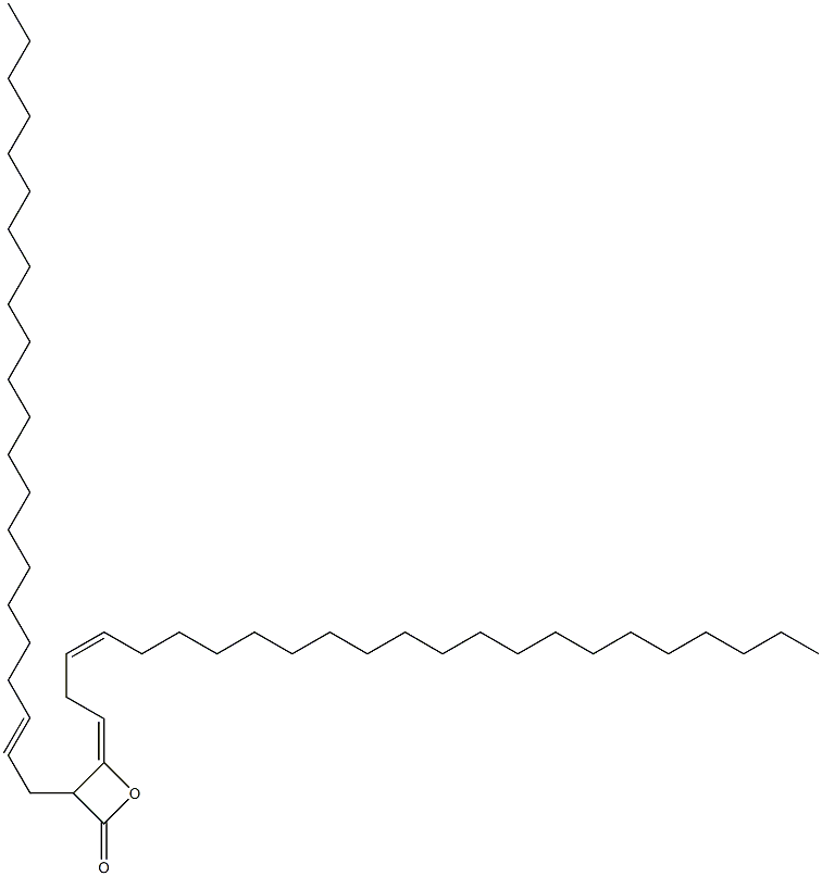 3-(2-Docosenyl)-4-(3-tricosen-1-ylidene)oxetan-2-one Struktur