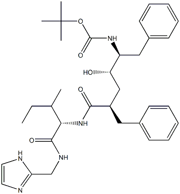 (2S)-2-[[(2R,4S,5S)-5-(tert-Butoxycarbonylamino)-2-benzyl-4-hydroxy-6-phenylhexanoyl]amino]-N-[(1H-imidazol-2-yl)methyl]-3-methylpentanamide Struktur