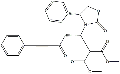 2-[(1S)-3-Oxo-1-[(4R)-2-oxo-4-phenyloxazolidin-3-yl]-5-phenyl-4-pentynyl]malonic acid dimethyl ester Struktur