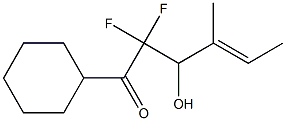 (E)-1-Cyclohexyl-2,2-difluoro-3-hydroxy-4-methyl-4-hexen-1-one Struktur