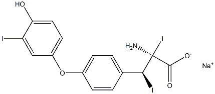 (2S,3S)-2-Amino-3-[4-(4-hydroxy-3-iodophenoxy)phenyl]-2,3-diiodopropanoic acid sodium salt Struktur