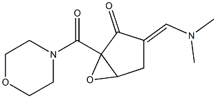 2,3-Epoxy-2-(morpholinocarbonyl)-5-(dimethylaminomethylene)cyclopentan-1-one Struktur