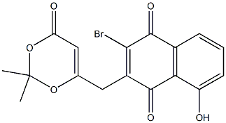 6-[[(3-Bromo-1,4-dihydro-8-hydroxy-1,4-dioxonaphthalen)-2-yl]methyl]-2,2-dimethyl-4H-1,3-dioxin-4-one Struktur