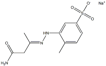 3-[N'-(2-Carbamoyl-1-methylethylidene)hydrazino]-4-methylbenzenesulfonic acid sodium salt Struktur