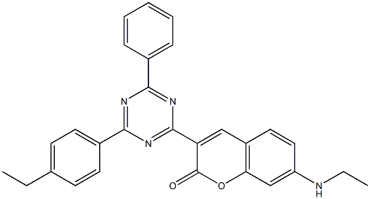 3-[6-Phenyl-4-(4-ethylphenyl)-1,3,5-triazin-2-yl]-7-(ethylamino)coumarin Struktur