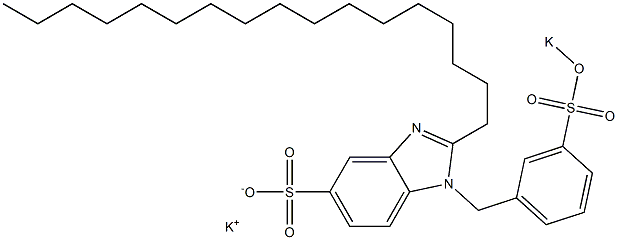 1-[3-(Potassiooxysulfonyl)benzyl]-2-heptadecyl-1H-benzimidazole-5-sulfonic acid potassium salt Struktur