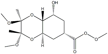 (2S,3S,4aR,6S,8R,8aR)-6,8-Dihydroxy-2,3-dimethoxy-2,3-dimethyl- octahydro-benzo[1,4]dioxine-6-carboxylic acid methyl ester Struktur