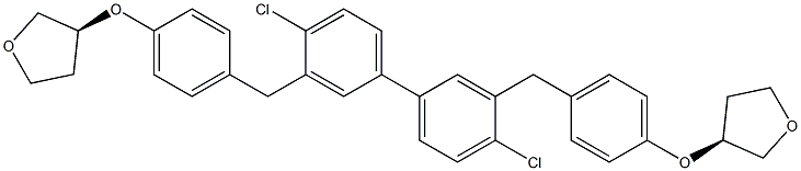 (3S,3'S)-3,3'-((((4,4'-dichloro-[1,1'-biphenyl]-3,3'-diyl)bis (methylene))bis(4,1-phenylene))bis(oxy))bis(tetrahydrofuran) Struktur