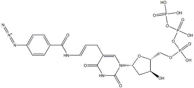 5-(N'-(4-azidobenzoyl)-3-aminoallyl)deoxyuridine 5'-triphosphate Struktur