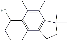 1,1-dimethyl-5-(1-hydroxypropyl)-4,6,7-trimethylindan Struktur