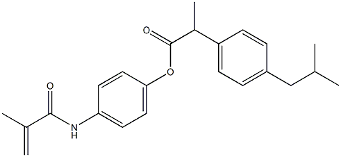 N-(4-(2-(4-isobutylphenyl)propionyloxy)phenyl)methacrylamide Struktur