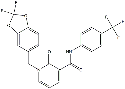 1-[(2,2-difluoro-1,3-benzodioxol-5-yl)methyl]-2-oxo-N-[4-(trifluoromethyl)phenyl]-1,2-dihydro-3-pyridinecarboxamide Struktur