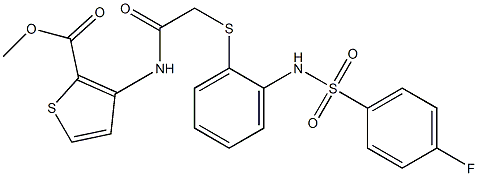 methyl 3-({2-[(2-{[(4-fluorophenyl)sulfonyl]amino}phenyl)sulfanyl]acetyl}amino)-2-thiophenecarboxylate Struktur