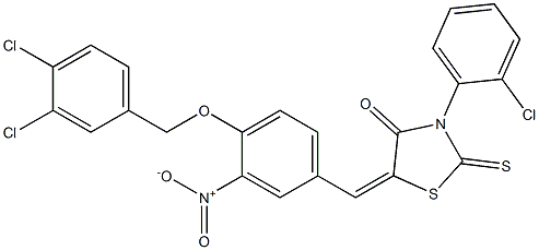 3-(2-chlorophenyl)-5-((E)-{4-[(3,4-dichlorobenzyl)oxy]-3-nitrophenyl}methylidene)-2-thioxo-1,3-thiazolan-4-one Struktur