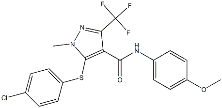 5-[(4-chlorophenyl)sulfanyl]-N-(4-methoxyphenyl)-1-methyl-3-(trifluoromethyl)-1H-pyrazole-4-carboxamide Struktur