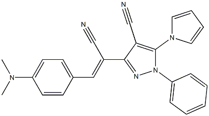 3-{1-cyano-2-[4-(dimethylamino)phenyl]vinyl}-1-phenyl-5-(1H-pyrrol-1-yl)-1H-pyrazole-4-carbonitrile Struktur