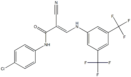 N1-(4-chlorophenyl)-2-cyano-3-[3,5-di(trifluoromethyl)anilino]acrylamide Struktur