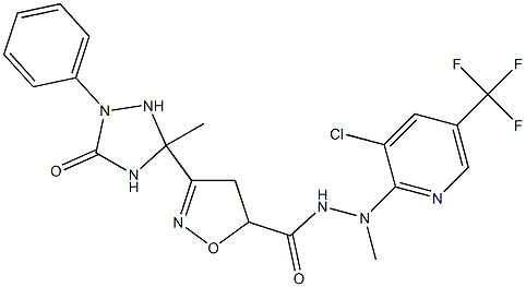 N'-[3-chloro-5-(trifluoromethyl)-2-pyridinyl]-N'-methyl-3-(3-methyl-5-oxo-1-phenyl-1,2,4-triazolan-3-yl)-4,5-dihydro-5-isoxazolecarbohydrazide Struktur