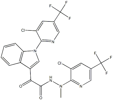 N'-[3-chloro-5-(trifluoromethyl)-2-pyridinyl]-2-{1-[3-chloro-5-(trifluoromethyl)-2-pyridinyl]-1H-indol-3-yl}-N'-methyl-2-oxoacetohydrazide Struktur