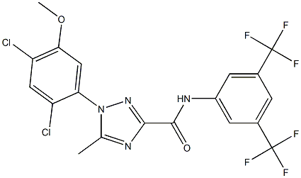 N-[3,5-bis(trifluoromethyl)phenyl]-1-(2,4-dichloro-5-methoxyphenyl)-5-methyl-1H-1,2,4-triazole-3-carboxamide Struktur