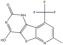 4-hydroxy-7-methyl-9-(trifluoromethyl)pyrido[3',2':4,5]thieno[3,2-d]pyrimidin-2(1H)-one Struktur