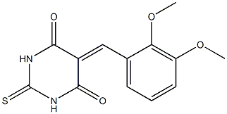 5-(2,3-dimethoxybenzylidene)-2-thioxohexahydropyrimidine-4,6-dione Struktur