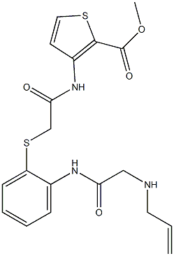 methyl 3-({2-[(2-{[2-(allylamino)acetyl]amino}phenyl)sulfanyl]acetyl}amino)-2-thiophenecarboxylate Struktur