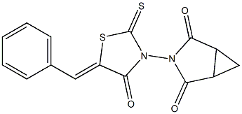 3-{4-oxo-5-[(Z)-phenylmethylidene]-2-thioxo-1,3-thiazolan-3-yl}-3-azabicyclo[3.1.0]hexane-2,4-dione Struktur