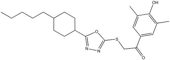 1-(4-hydroxy-3,5-dimethylphenyl)-2-{[5-(4-pentylcyclohexyl)-1,3,4-oxadiazol-2-yl]sulfanyl}-1-ethanone Struktur