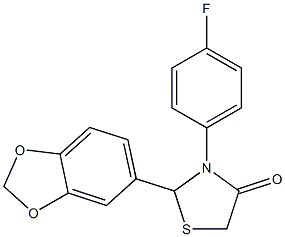 2-(1,3-benzodioxol-5-yl)-3-(4-fluorophenyl)-1,3-thiazolan-4-one Struktur