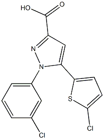 1-(3-chlorophenyl)-5-(5-chlorothiophen-2-yl)-1H-pyrazole-3-carboxylic acid Struktur