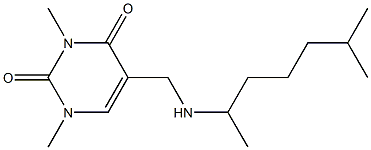 1,3-dimethyl-5-{[(6-methylheptan-2-yl)amino]methyl}-1,2,3,4-tetrahydropyrimidine-2,4-dione Struktur