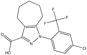 1-[4-chloro-2-(trifluoromethyl)phenyl]-1,4,5,6,7,8-hexahydrocyclohepta[c]pyrazole-3-carboxylic acid Struktur