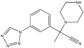 2-(piperazin-1-yl)-2-[3-(1H-1,2,3,4-tetrazol-1-yl)phenyl]propanenitrile Struktur