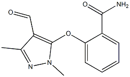 2-[(4-formyl-1,3-dimethyl-1H-pyrazol-5-yl)oxy]benzamide Struktur