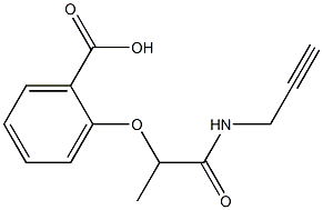 2-[1-(prop-2-yn-1-ylcarbamoyl)ethoxy]benzoic acid Struktur