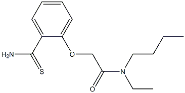 2-[2-(aminocarbonothioyl)phenoxy]-N-butyl-N-ethylacetamide Struktur